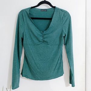 SHEIN V-neck Ruched Slim Tee - Size L